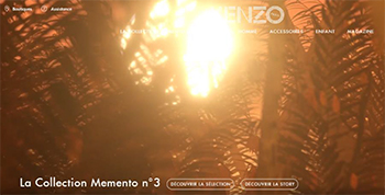 Kenzo website video background showing white text on a yellow background