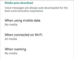 Les paramètres WhatsApp d’utilisation des données mobiles modifiés